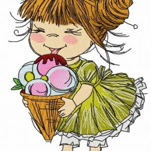 Girl with ice cream 2 embroidery design