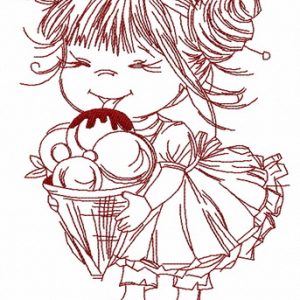 Girl with ice cream 3 embroidery design
