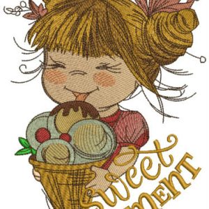 Girl with ice cream 4 embroidery design