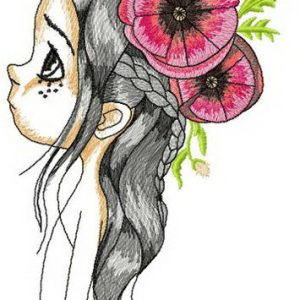 Girl with poppies embroidery design