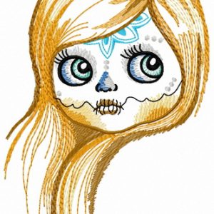 Girl with sewn mouth 2 embroidery design