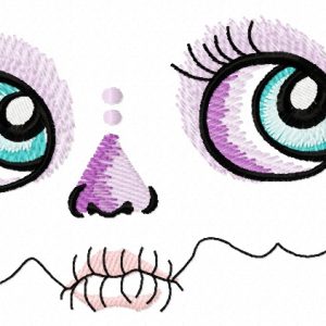 Girl with sewn mouth 3 embroidery design
