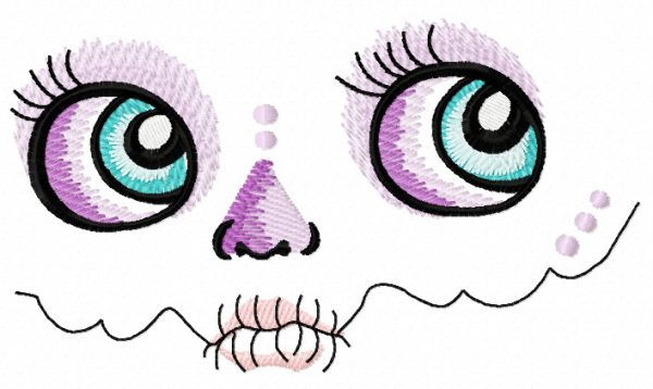 Girl with sewn mouth 3 embroidery design