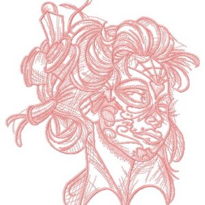 Girl with tattoes on face embroidery design