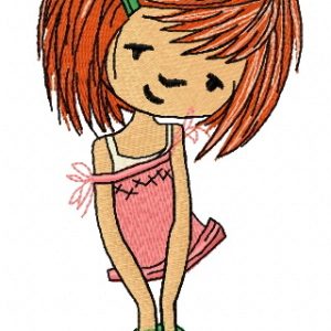 Girl with watering can 5 embroidery design
