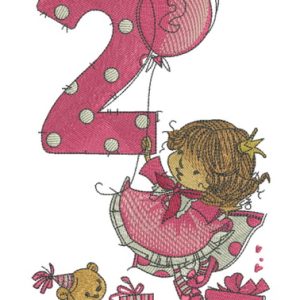 Girl's 2nd birthday embroidery design