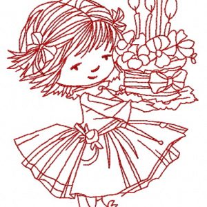 Girl's 4th birthday 2 embroidery design