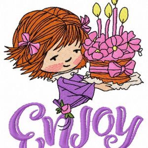 Girl's 4th birthday 3 embroidery design