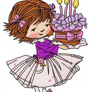 Girl's 4th birthday embroidery design