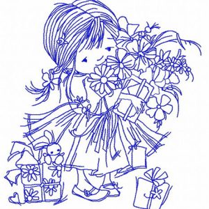 Girl's birthday 4 embroidery design