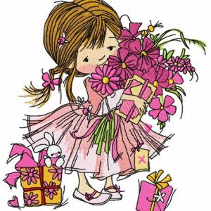 Girl's birthday embroidery design