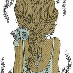 Girl's hairstyle embroidery design