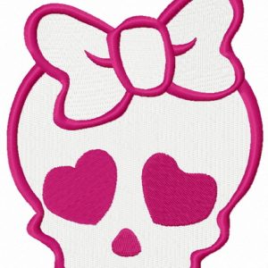Girl's skull embroidery design