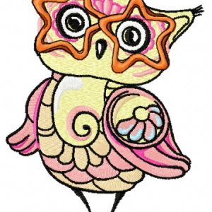 Glamorous owl party 3 embroidery design