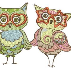 Glamorous owl party embroidery design