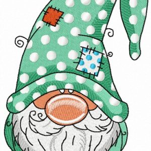Gnome in polka dot phrygian cap embroidery design