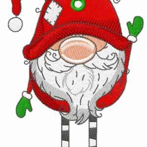 Gnome in red phrygian cap and boots embroidery design