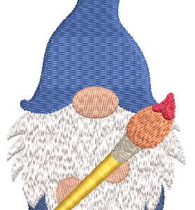 Gnome painter embroidery design