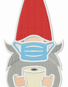 Gnome with face mask embroidery design