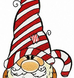 Gnome with sweet candy cane embroidery design