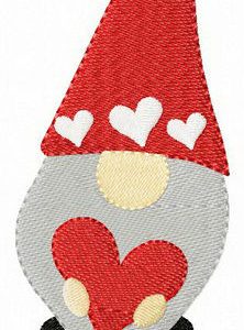 Gnome with valentine card embroidery design