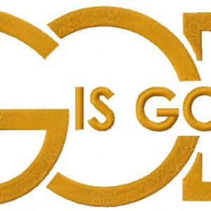 God is good gold embroidery design
