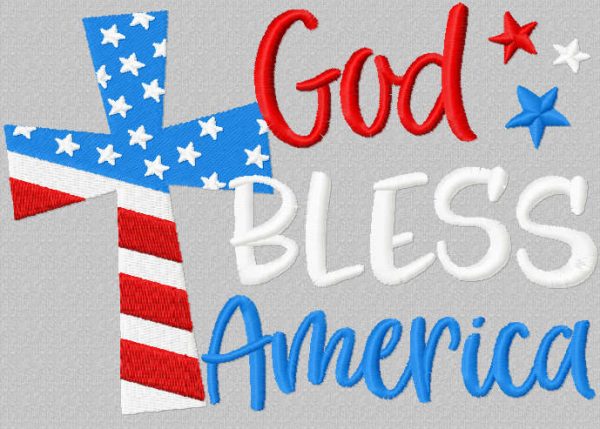 God Bless America embroidery design