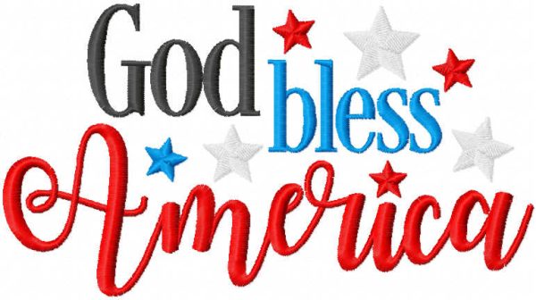 God bless America 2 embroidery design