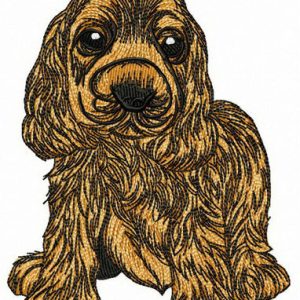 Golden English cocker spaniel embroidery design