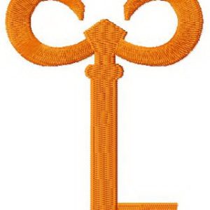 Golden key embroidery design