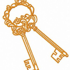 Golden keys embroidery design