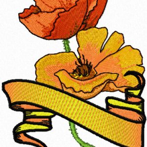 Golden Poppy with Banner embroidery design