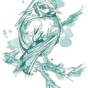 Goldfinch on tree branch  embroidery design