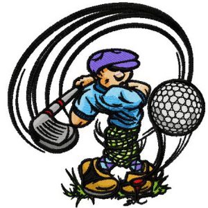 Golf player embroidery design