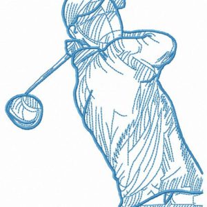 Golfer with club embroidery design