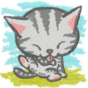 Good morning kitten embroidery design