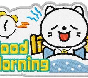 Good morning kitty embroidery design