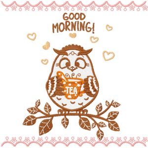Good Morning Owl embroidery design