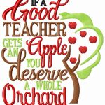 If a good teacher gets an apple embroidery design