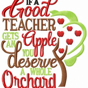 If a good teacher gets an apple embroidery design
