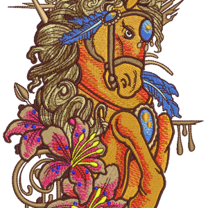 Gorgeous circus horse embroidery design