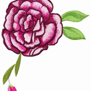 Gorgeous rose with bud embroidery design