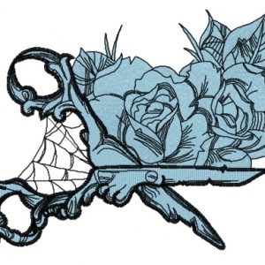 Gothic scissors embroidery design