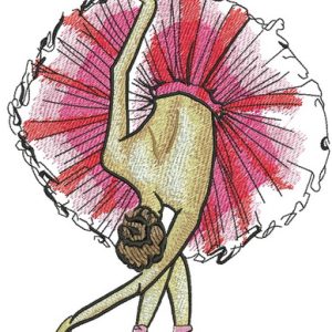 Graceful ballet dance embroidery design