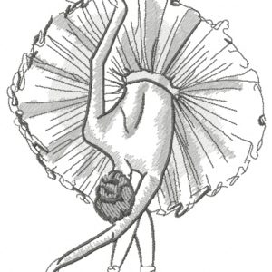 Graceful ballet dance sketch embroidery design