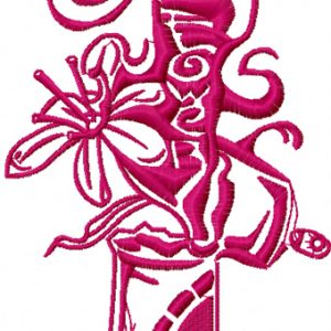 Graffiti balloon with flowers embroidery design