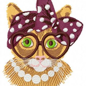 Granny cat embroidery design
