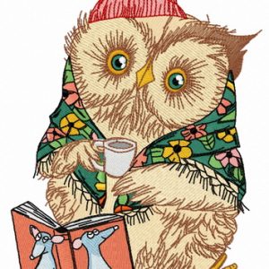 Granny owl's fairy tale embroidery design