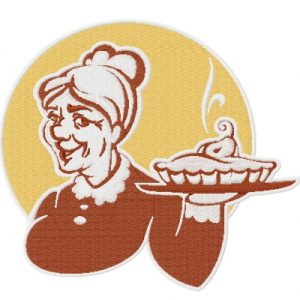 Granny's pear pie embroidery design