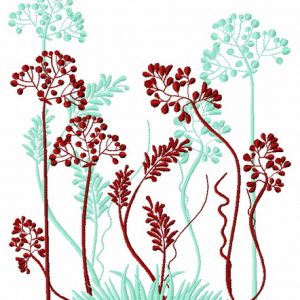 Grass and flowers embroidery design
